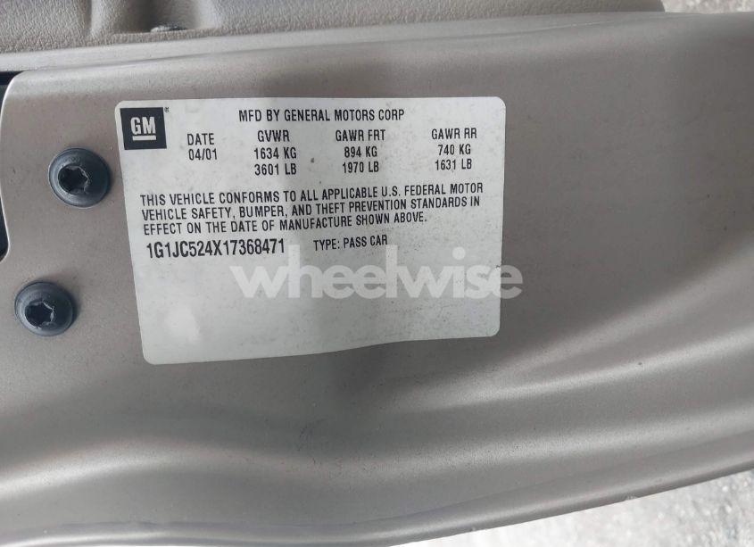 Photo 9 of 2001 Chevrolet Cavalier (VIN 1G1JC524X17368471)