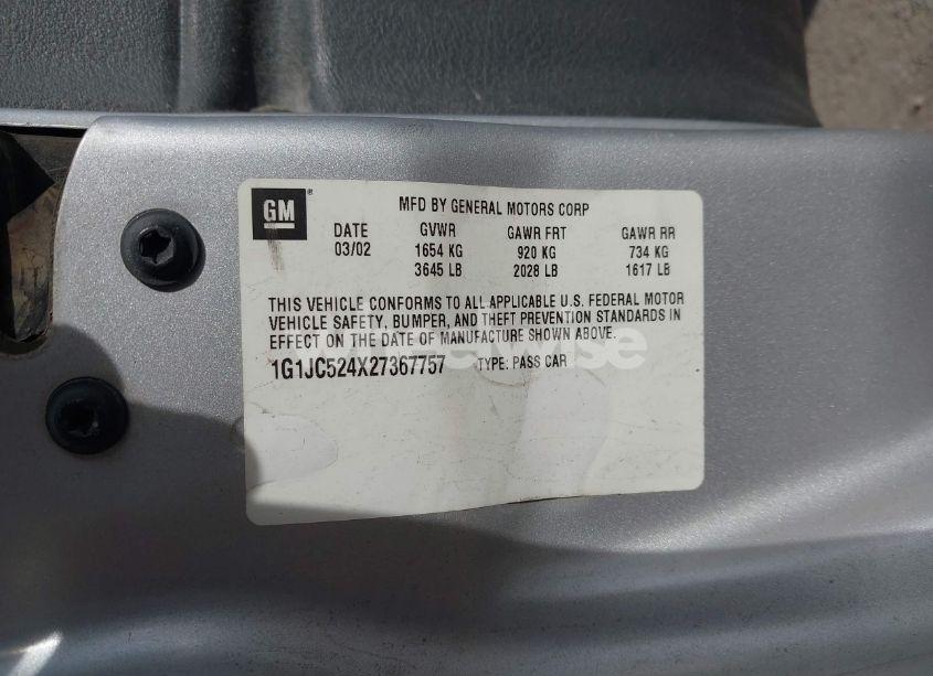 Photo 9 of 2002 Chevrolet Cavalier (VIN 1G1JC524X27367757)