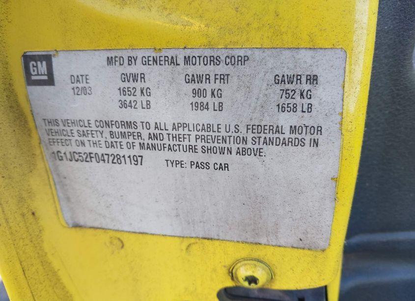 Photo 9 of 2004 Chevrolet Cavalier (VIN 1G1JC52F047281197)