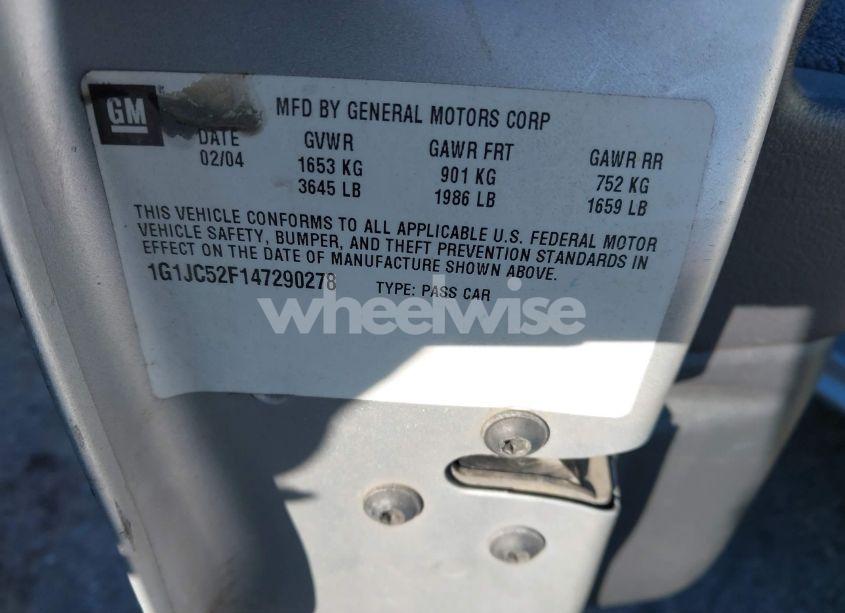 Photo 9 of 2004 Chevrolet Cavalier (VIN 1G1JC52F147290278)