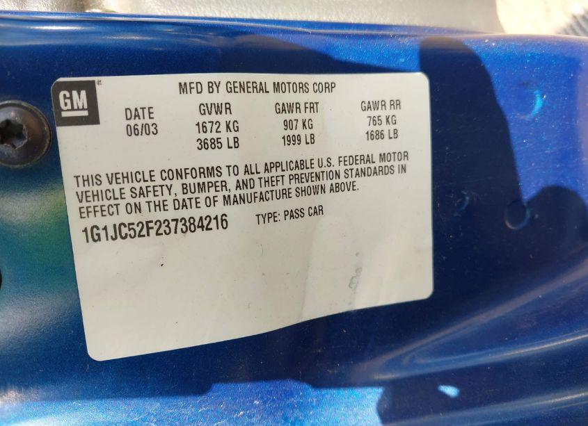 Photo 9 of 2003 Chevrolet Cavalier (VIN 1G1JC52F237384216)