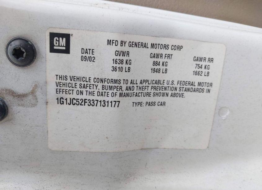 Photo 9 of 2003 Chevrolet Cavalier (VIN 1G1JC52F337131177)