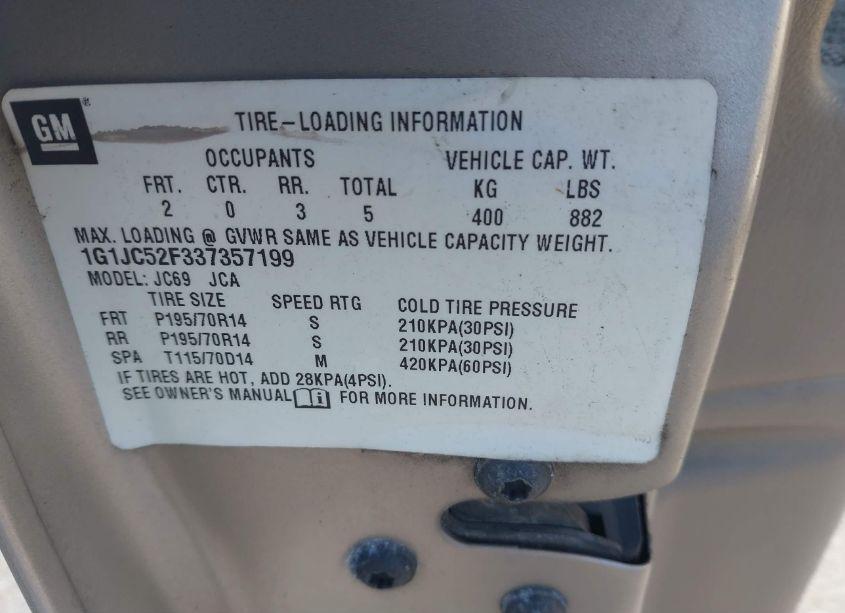 Photo 9 of 2003 Chevrolet Cavalier (VIN 1G1JC52F337357199)