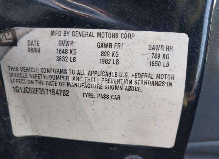 Photo 9 of 2005 Chevrolet Cavalier (VIN 1G1JC52F357164702)