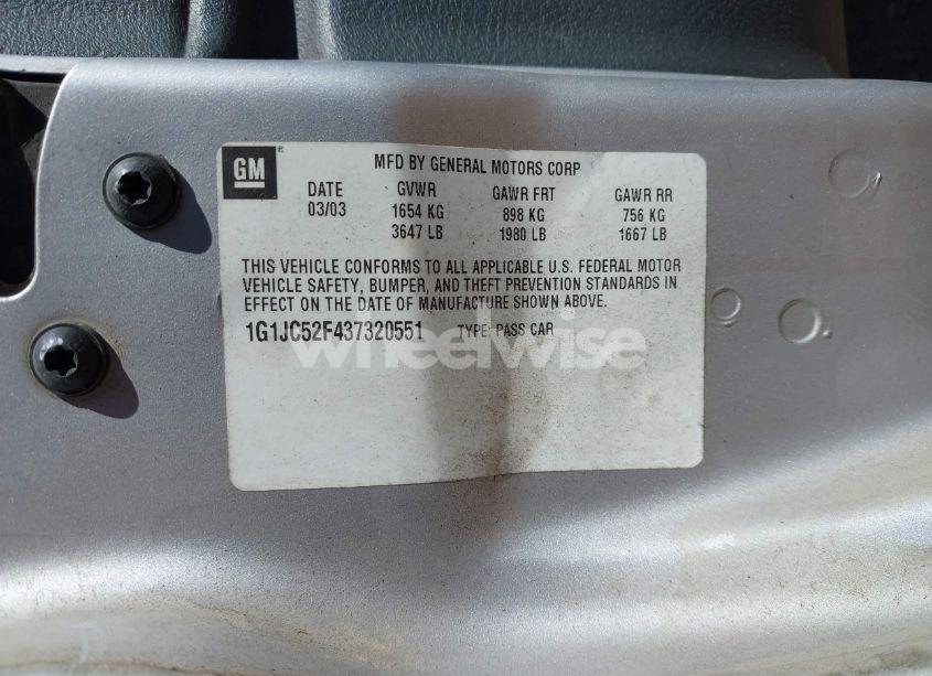Photo 9 of 2003 Chevrolet Cavalier (VIN 1G1JC52F437320551)