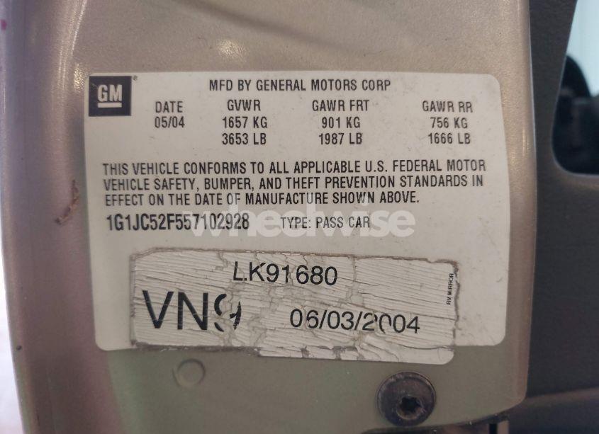 Photo 9 of 2005 Chevrolet Cavalier (VIN 1G1JC52F557102928)