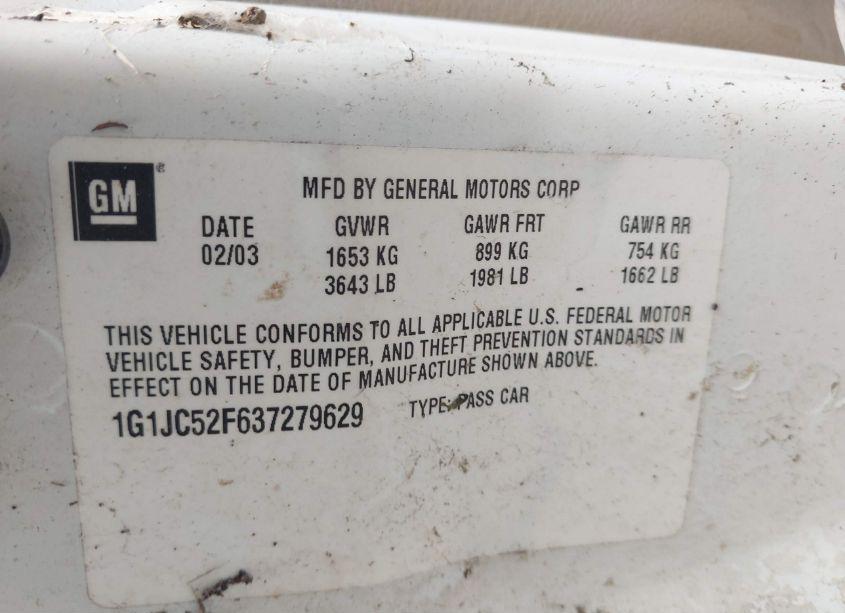 Photo 9 of 2003 Chevrolet Cavalier (VIN 1G1JC52F637279629)