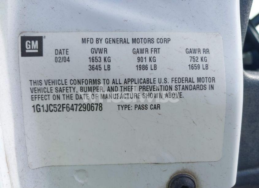 Photo 9 of 2004 Chevrolet Cavalier (VIN 1G1JC52F647290678)