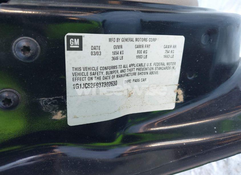 Photo 9 of 2003 Chevrolet Cavalier (VIN 1G1JC52F937302630)