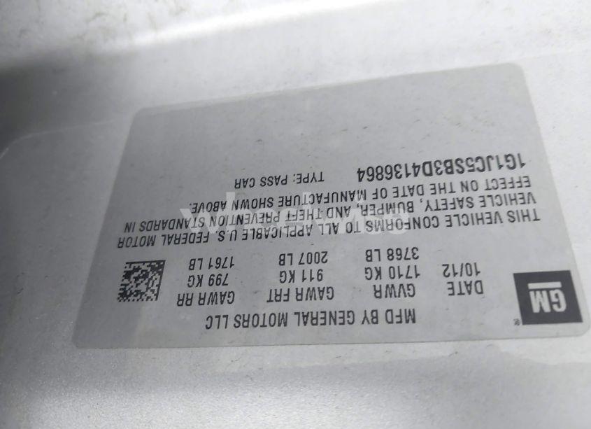 Photo 9 of 2013 Chevrolet Sonic LT AUTO (VIN 1G1JC5SB3D4136864)