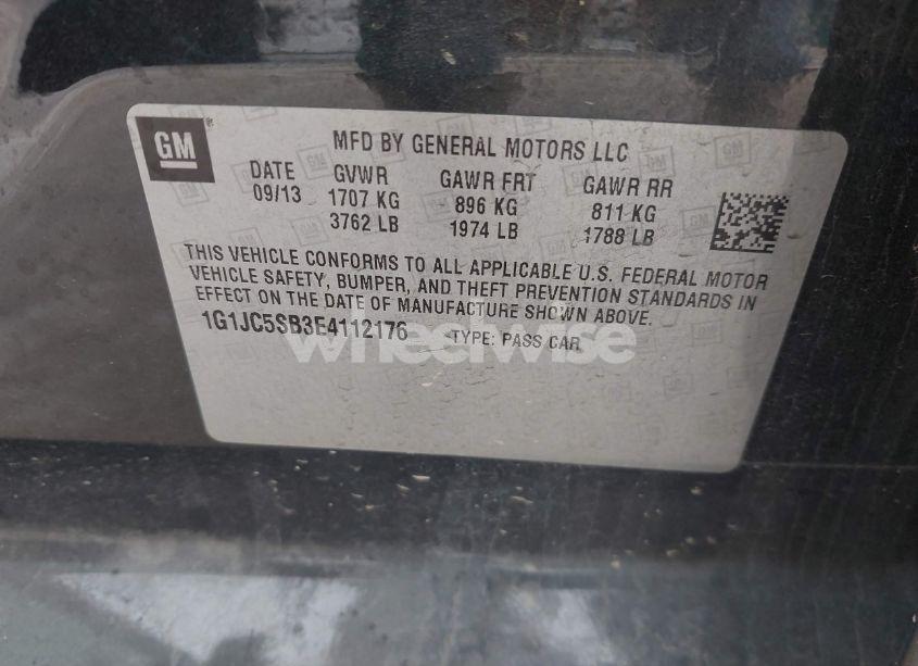 Photo 9 of 2014 Chevrolet Sonic LT AUTO (VIN 1G1JC5SB3E4112176)