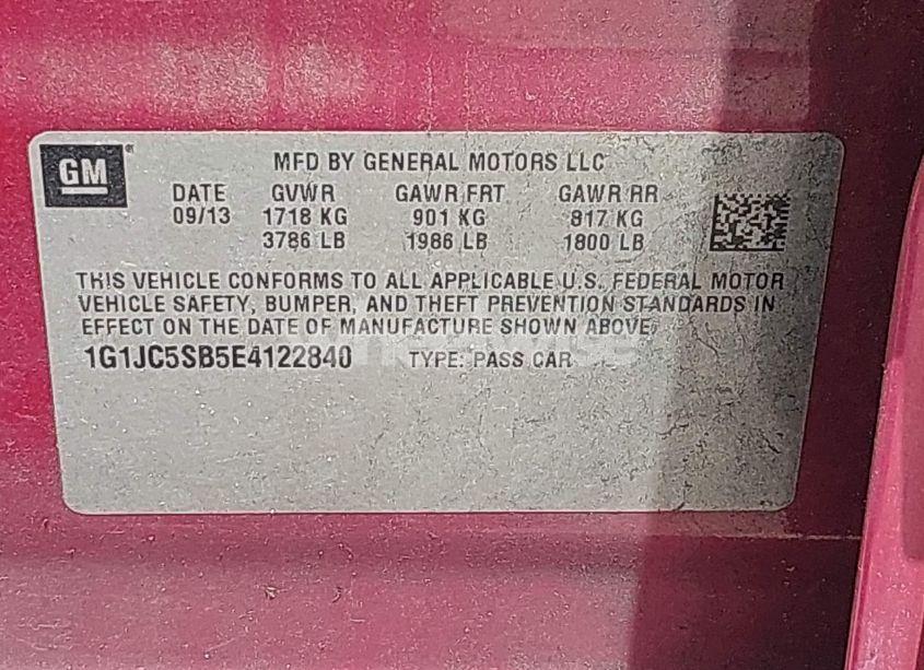 Photo 9 of 2014 Chevrolet Sonic LT AUTO (VIN 1G1JC5SB5E4122840)