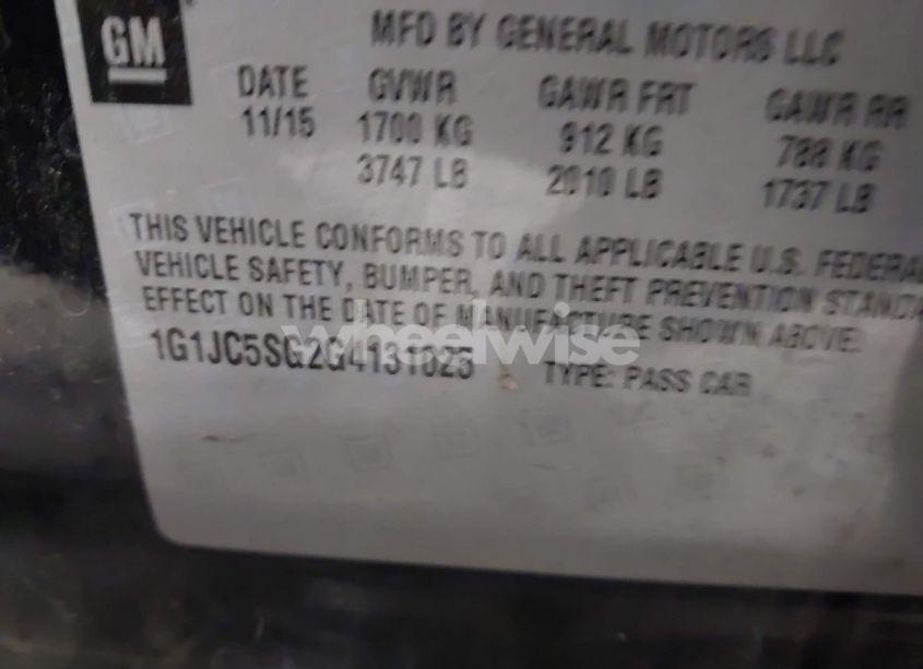 Photo 9 of 2016 Chevrolet Sonic LT AUTO (VIN 1G1JC5SG2G4131025)