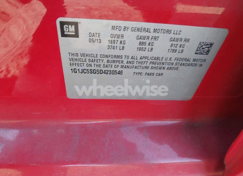 Photo 9 of 2013 Chevrolet Sonic LT AUTO (VIN 1G1JC5SG5D4230546)