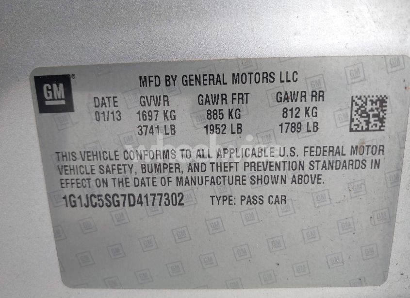 Photo 9 of 2013 Chevrolet Sonic LT AUTO (VIN 1G1JC5SG7D4177302)