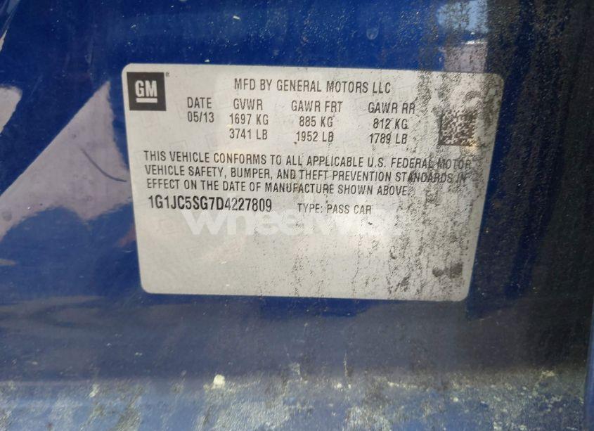 Photo 9 of 2013 Chevrolet Sonic LT AUTO (VIN 1G1JC5SG7D4227809)