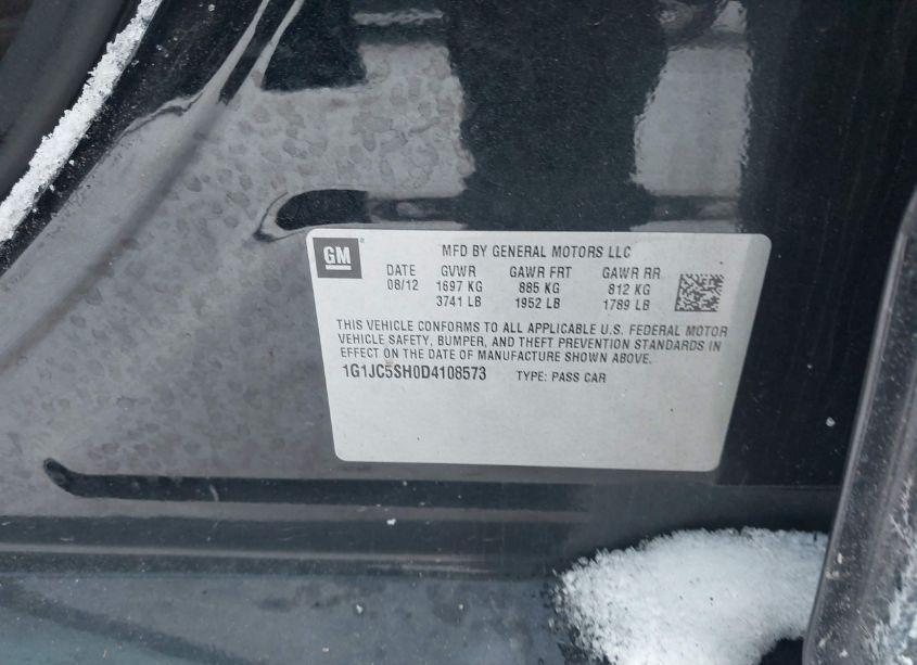 Photo 9 of 2013 Chevrolet Sonic LT AUTO (VIN 1G1JC5SH0D4108573)