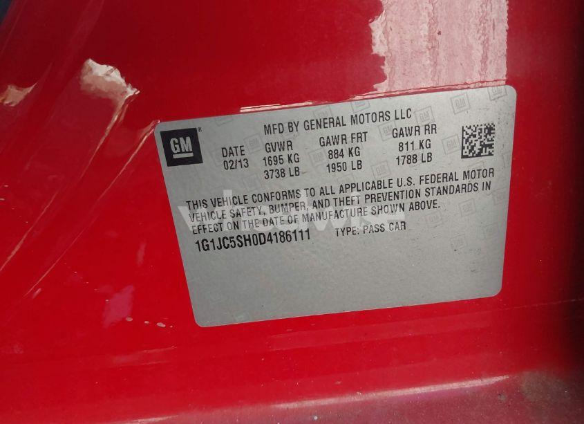 Photo 9 of 2013 Chevrolet Sonic LT AUTO (VIN 1G1JC5SH0D4186111)