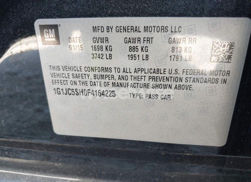 Photo 9 of 2015 Chevrolet Sonic LT AUTO (VIN 1G1JC5SH0F4164225)