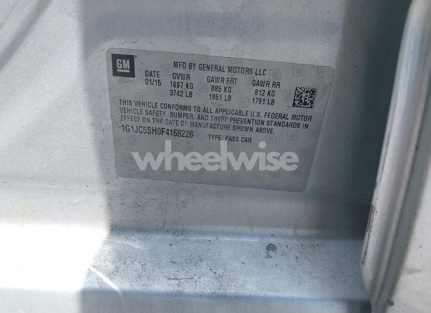 Photo 9 of 2015 Chevrolet Sonic LT AUTO (VIN 1G1JC5SH0F4168226)