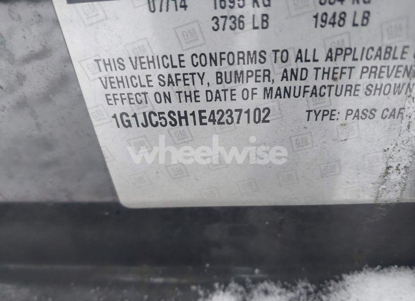 Photo 9 of 2014 Chevrolet Sonic LT AUTO (VIN 1G1JC5SH1E4237102)