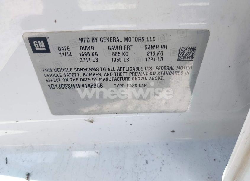 Photo 9 of 2015 Chevrolet Sonic LT AUTO (VIN 1G1JC5SH1F4148308)