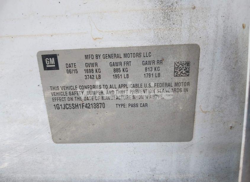 Photo 9 of 2015 Chevrolet Sonic LT AUTO (VIN 1G1JC5SH1F4213870)