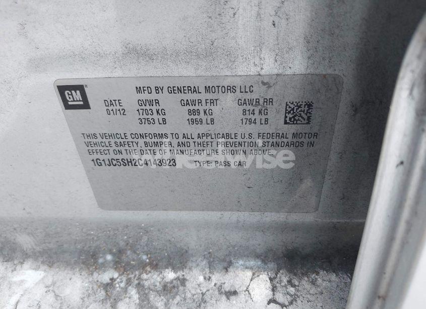 Photo 9 of 2012 Chevrolet Sonic 2LT (VIN 1G1JC5SH2C4143923)