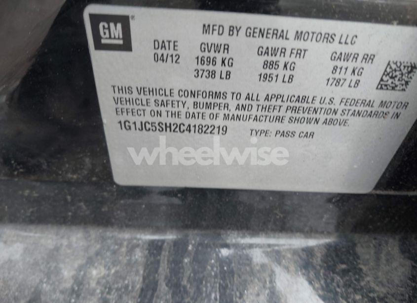 Photo 9 of 2012 Chevrolet Sonic 2LT (VIN 1G1JC5SH2C4182219)