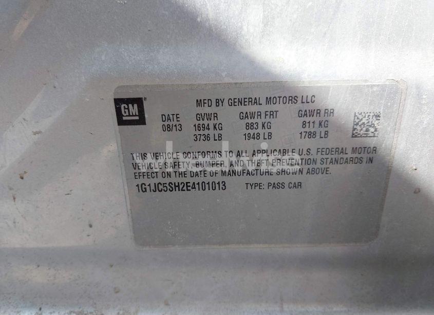 Photo 9 of 2014 Chevrolet Sonic LT AUTO (VIN 1G1JC5SH2E4101013)