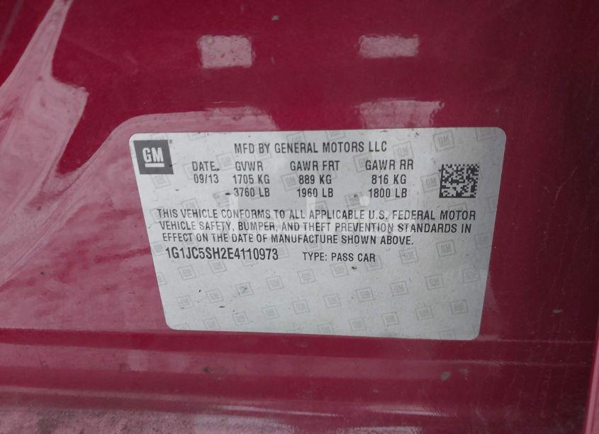 Photo 9 of 2014 Chevrolet Sonic LT AUTO (VIN 1G1JC5SH2E4110973)