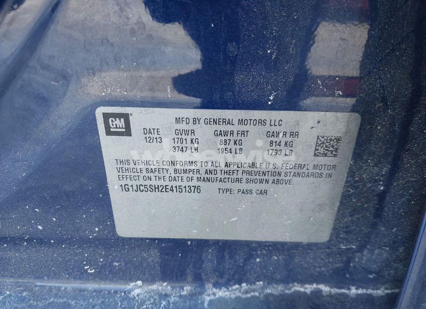 Photo 9 of 2014 Chevrolet Sonic LT AUTO (VIN 1G1JC5SH2E4151376)