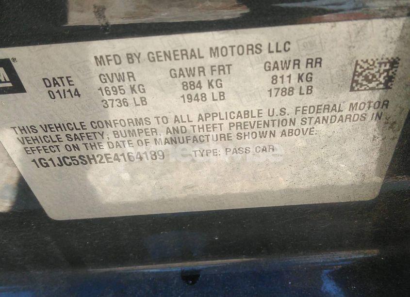 Photo 9 of 2014 Chevrolet Sonic LT AUTO (VIN 1G1JC5SH2E4164189)