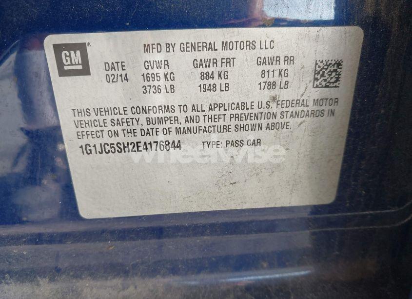 Photo 9 of 2014 Chevrolet Sonic LT AUTO (VIN 1G1JC5SH2E4176844)