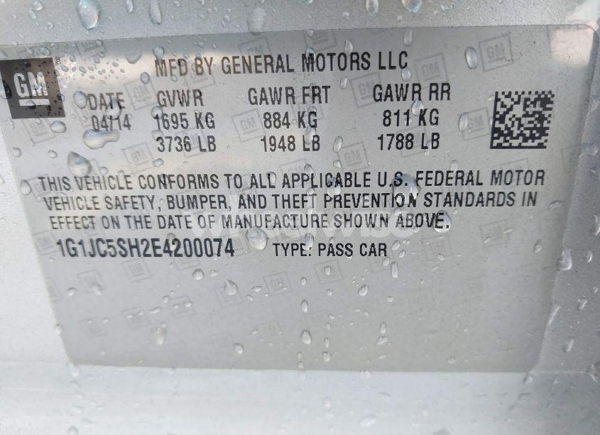 Photo 9 of 2014 Chevrolet Sonic LT AUTO (VIN 1G1JC5SH2E4200074)