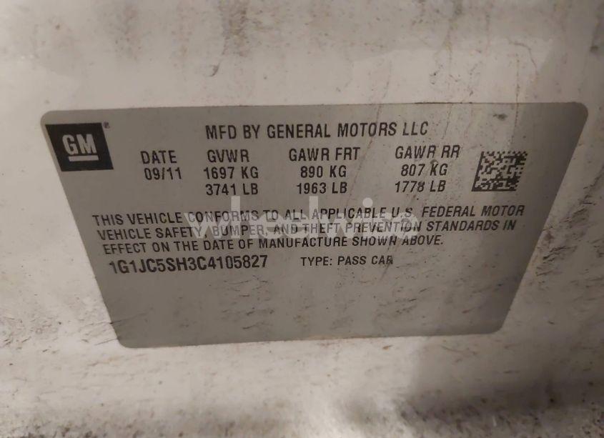 Photo 9 of 2012 Chevrolet Sonic 2LT (VIN 1G1JC5SH3C4105827)