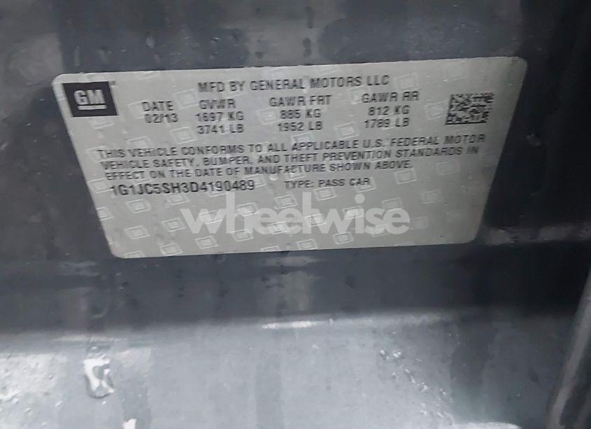 Photo 9 of 2013 Chevrolet Sonic LT AUTO (VIN 1G1JC5SH3D4190489)