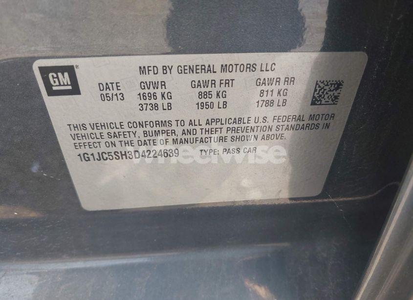 Photo 9 of 2013 Chevrolet Sonic LT AUTO (VIN 1G1JC5SH3D4224639)