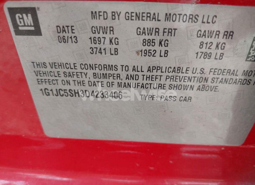 Photo 9 of 2013 Chevrolet Sonic LT AUTO (VIN 1G1JC5SH3D4233406)