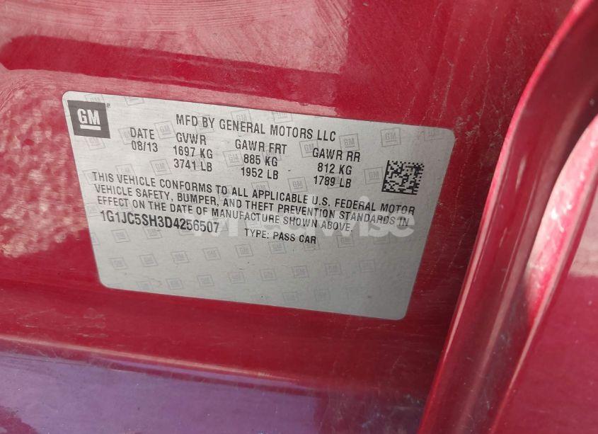 Photo 9 of 2013 Chevrolet Sonic LT (VIN 1G1JC5SH3D4256507)