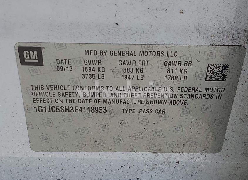 Photo 9 of 2014 Chevrolet Sonic LT AUTO (VIN 1G1JC5SH3E4118953)