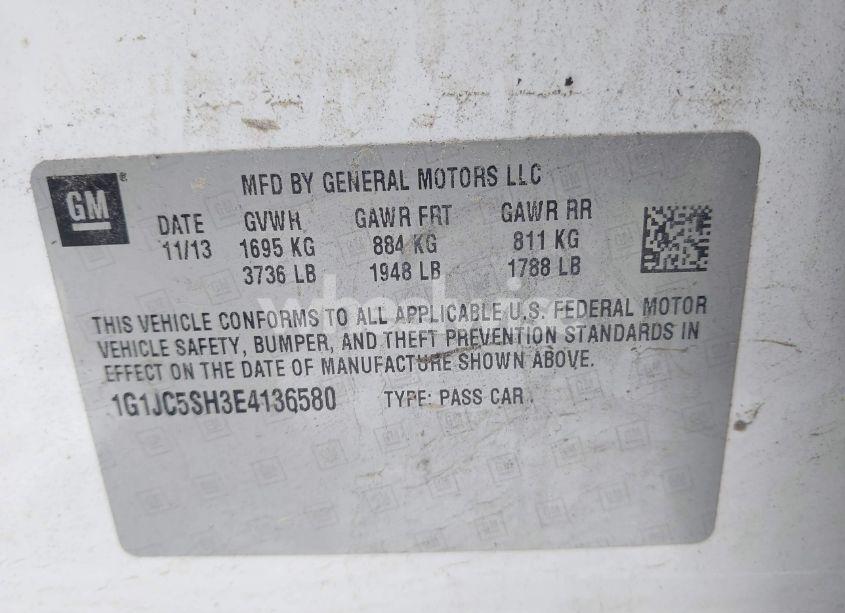 Photo 9 of 2014 Chevrolet Sonic LT AUTO (VIN 1G1JC5SH3E4136580)