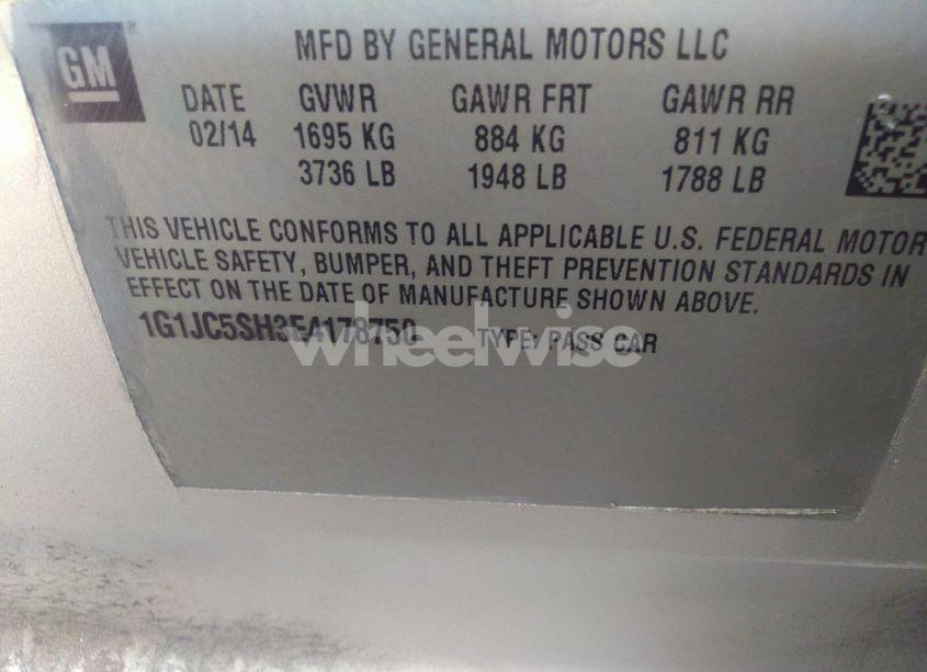 Photo 9 of 2014 Chevrolet Sonic LT AUTO (VIN 1G1JC5SH3E4178750)