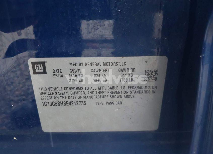 Photo 9 of 2014 Chevrolet Sonic LT AUTO (VIN 1G1JC5SH3E4212735)