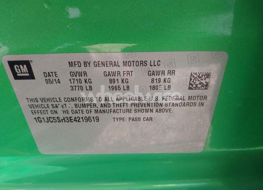 Photo 9 of 2014 Chevrolet Sonic LT (VIN 1G1JC5SH3E4219619)