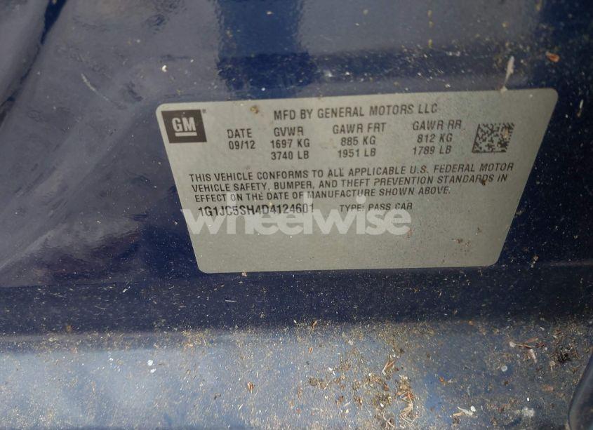 Photo 9 of 2013 Chevrolet Sonic LT AUTO (VIN 1G1JC5SH4D4124601)