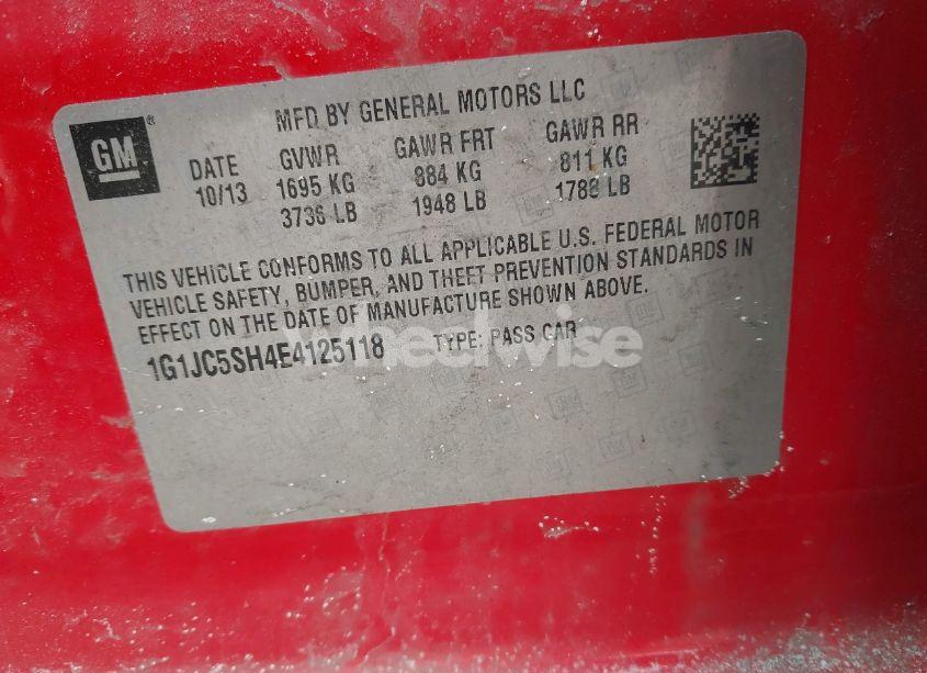 Photo 9 of 2014 Chevrolet Sonic LT AUTO (VIN 1G1JC5SH4E4125118)