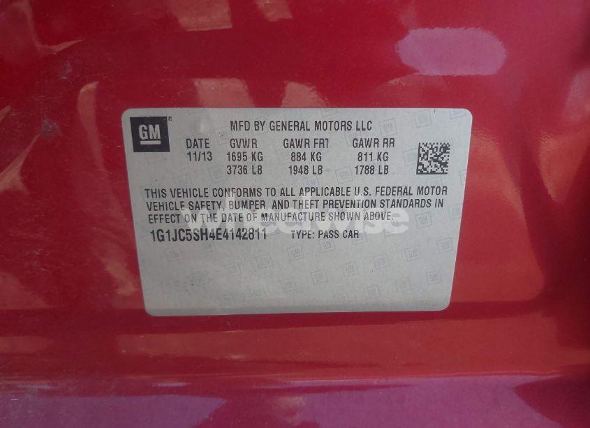 Photo 9 of 2014 Chevrolet Sonic LT AUTO (VIN 1G1JC5SH4E4142811)