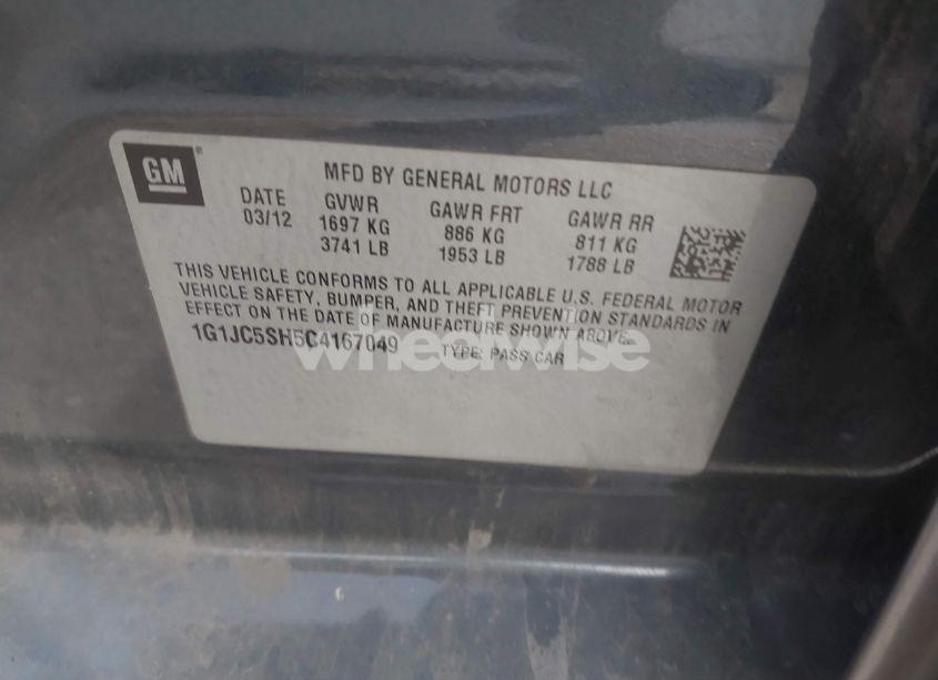 Photo 9 of 2012 Chevrolet Sonic 2LT (VIN 1G1JC5SH5C4167049)