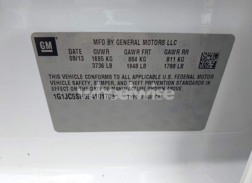 Photo 9 of 2014 Chevrolet Sonic LT AUTO (VIN 1G1JC5SH5E4101703)